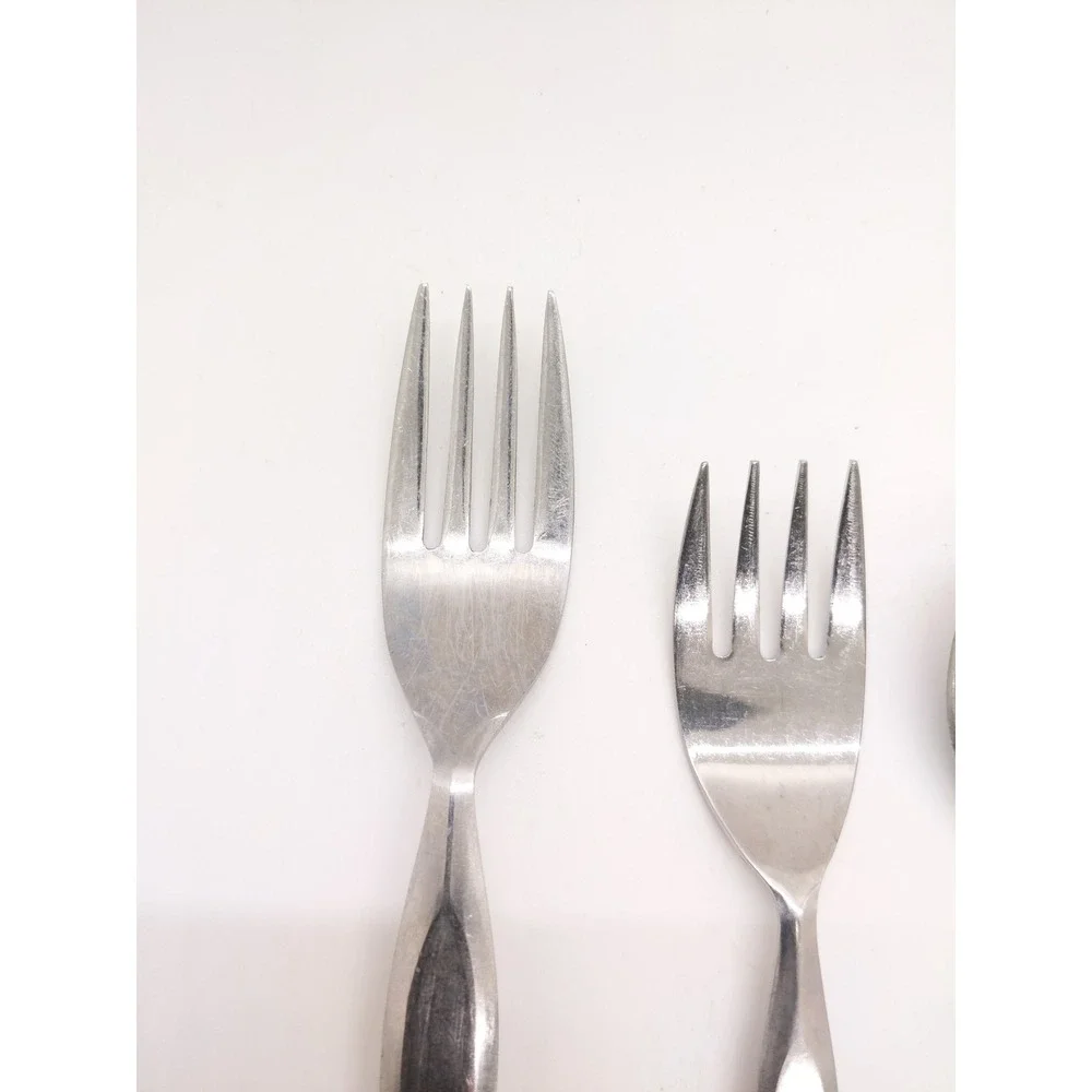 CI Japan CIF14 Flatware Set 6pc Silver Stainless Vintage MCM Tapered Handle